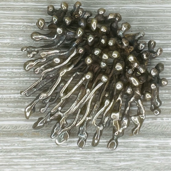 Vintage Accessories - Vintage Unique sterling brutalist pendant brooch Jewlery pin burning bush